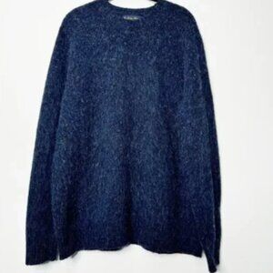Brooks Brothers Wool Brushed Shetland Navy Blue Crew Neck Sweater XL